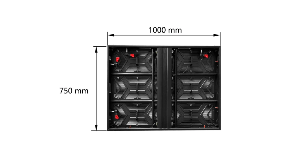 1000x750mm industrial-grade aluminum profile outdoor LED display cabinet with modular design, fasten locks and integrated heat dissipation structure