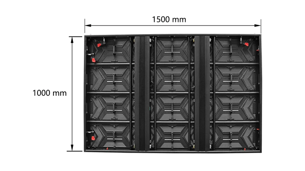 1500x1000mm large-format aluminum profile alloy outdoor LED display cabinet with modular quick locks, seamless splicing structure and integrated heat dissipation