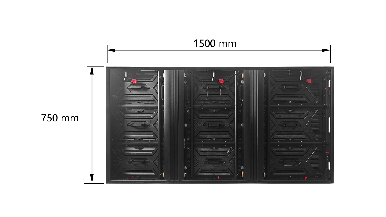 1500x750mm industrial-grade aluminum profile alloy outdoor LED display cabinet with modular quick locks, seamless splicing structure and integrated passive heat dissipation