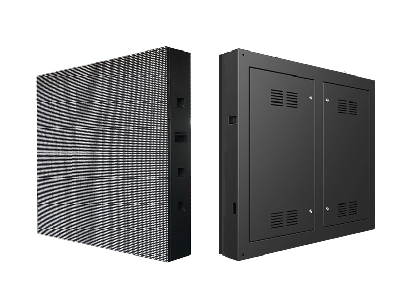Front LED module and back dual-door design of steel cabinet outdoor LED screen.