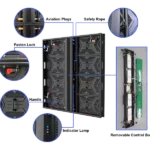 Modular aluminum profile alloy outdoor LED display cabinet with fasten lock, handle, aviation plugs, safety rope, indicator lamp and removable control box for easy installation and maintenance LED Display Screen Manufacturer