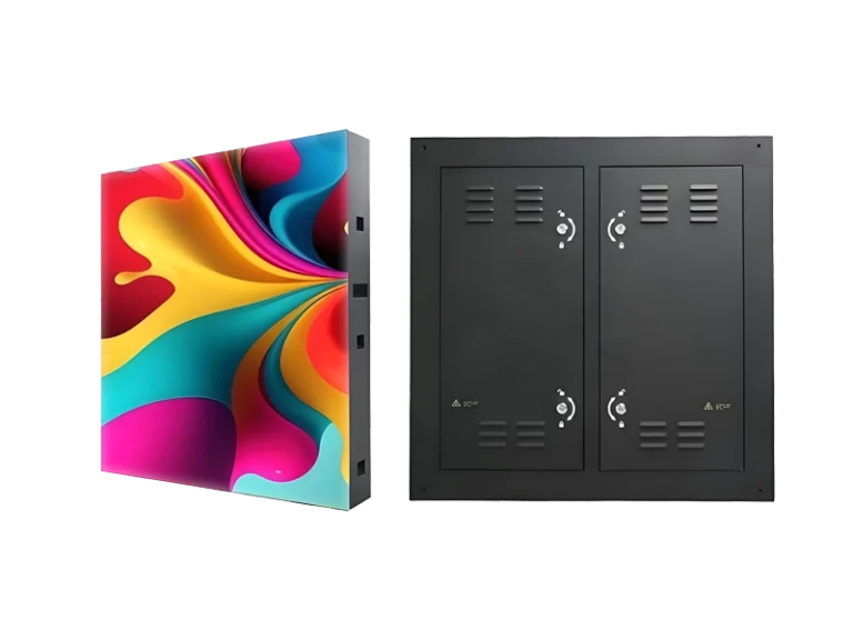 Products 3 ockable outdoor LED display steel cabinet with cooling vents for outdoor advertising.