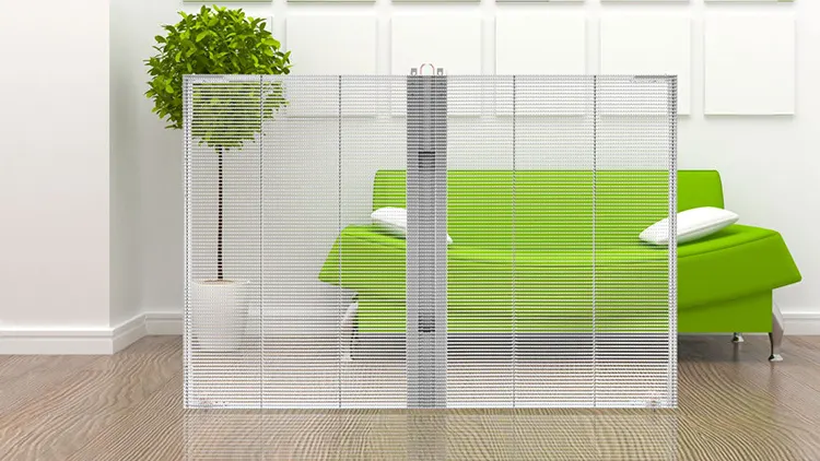 Adhaiwell indoor transparent LED display panel with high light transmittance, showcasing see-through technology, by a leading Chinese manufacturer and supplier.