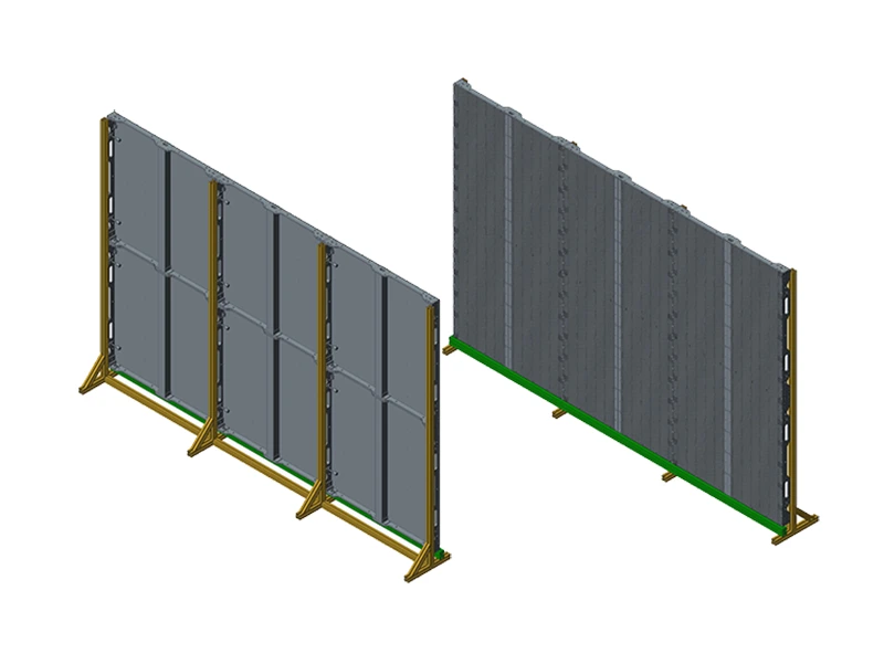 Adhaiwell transparent LED display floor-standing base installation diagram, showing stable freestanding support structure for retail storefronts and events, by a leading Chinese manufacturer and supplier.