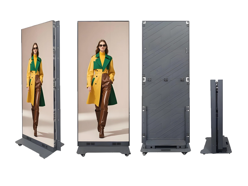 Portable collapsible LED screen showing folded state for easy transport.