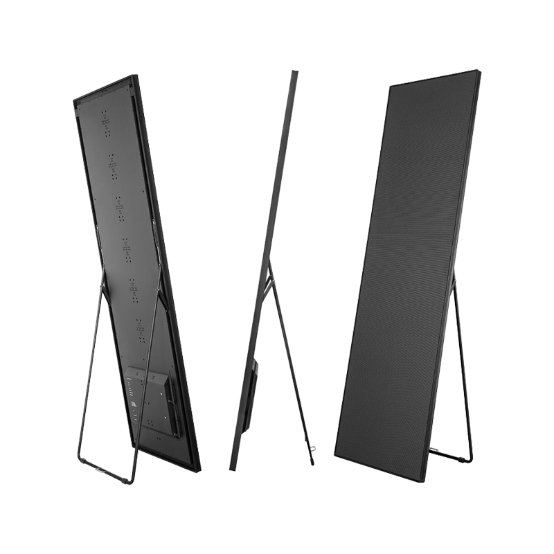 Space-saving and stylish, the kickstand LED poster offers a sleek profile (only 35mm thick) for modern boutique retail window displays.