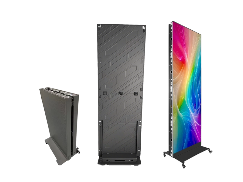 Ultra-light foldable LED poster display with die-casting aluminum frame.