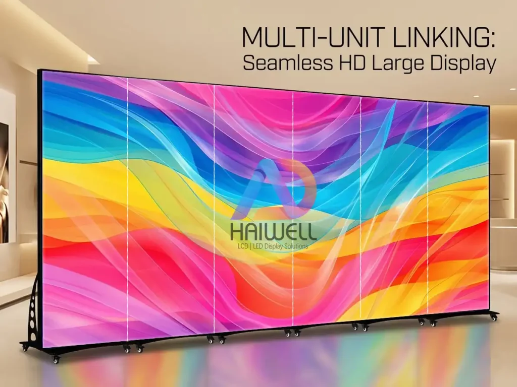 A detailed guide to Adhaiwell's LED Poster Multi-Unit Linking feature: Seamlessly combine multiple screens to form large, native HD LED displays with quick, disassemble-free setup.