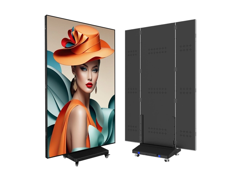 Multi-angle adjustable Wing Series LED poster with foldable side panels.