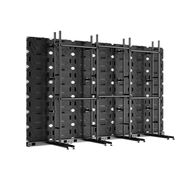 fine pitch LED wall with robust stacking support frame for exhibitions and stage backgrounds.
