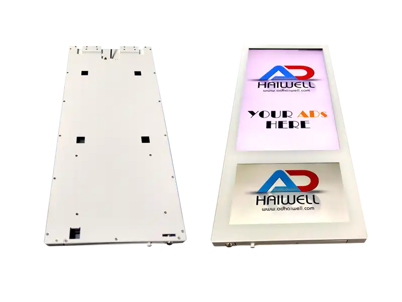 Adhaiwell 18.5"+10.1" dual-screen elevator LCD digital signage, China manufacturer split-screen elevator advertising display for lift cabin.