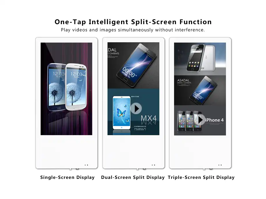 Adhaiwell elevator LCD digital signage with one-tap split-screen, free Android OS and cloud CMS, China manufacturer elevator advertising display.