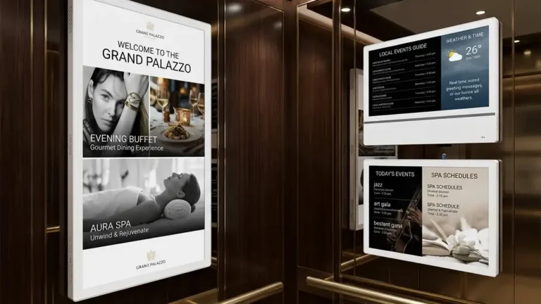 Best Applications of Elevator LCD Digital Signage in Commercial Buildings, Hotels, and Malls 16 Adhaiwell elevator LCD digital signage for premium hotels, China manufacturer elevator advertising display for hospitality guest experience
