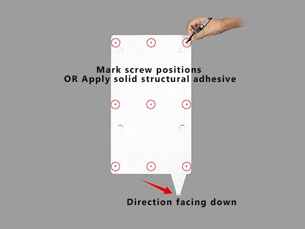 Adhaiwell elevator LCD digital signage installation guide, China manufacturer mounting bracket preparation with screw or solid structural adhesive options for elevator advertising display.