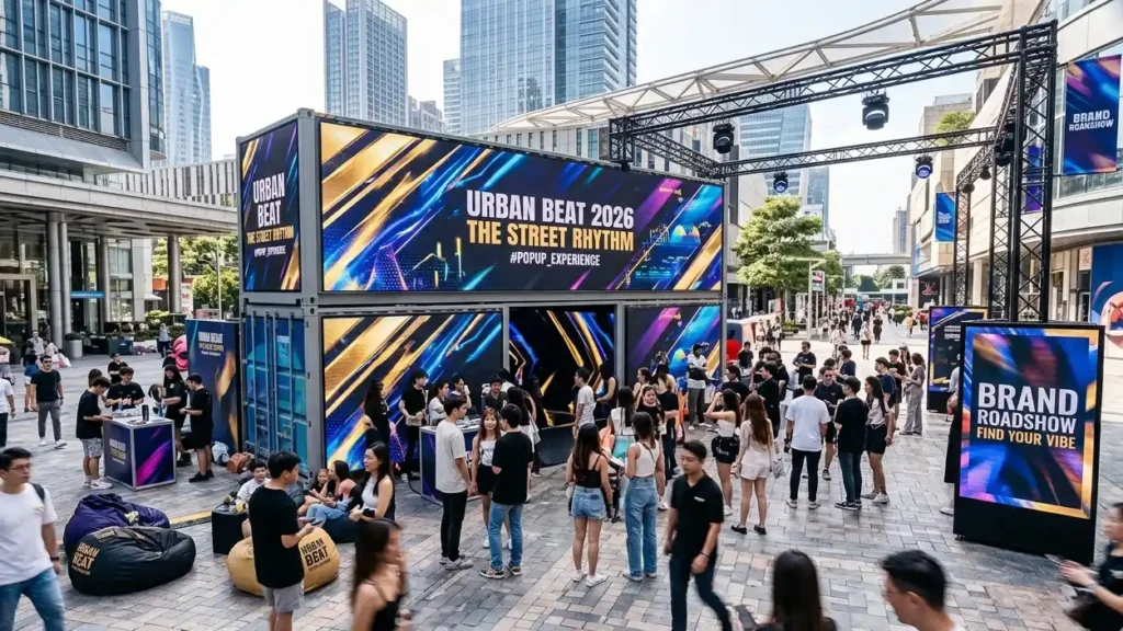 Adhaiwell Outdoor Rental LED Screens for Pop-Up Store Container Installations
