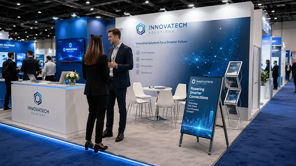 Adhaiwell wheeled portable digital signage for trade shows and corporate events, interactive LED display for booth engagement and brand promotion
