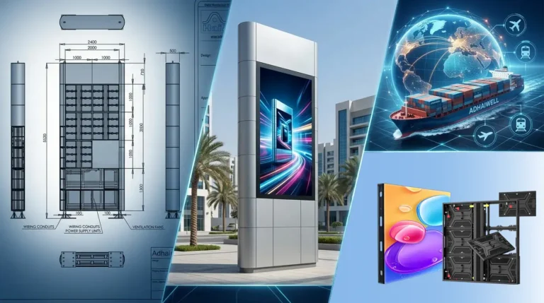 From Blueprint to Brilliance: The Complete Turnkey Journey of an Outdoor LED Billboard Project 15 Adhaiwell's one-stop service: from technical CAD steel structure design and LED display manufacturing to global cargo shipping.