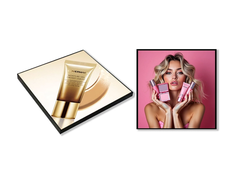 Adhaiwell diamond-shaped and square LCD digital signage displays for luxury beauty and cosmetics retail store installations