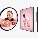 Adhaiwell 23.6-inch round and square LCD digital signage displays for retail and beauty store installations, China manufacturer