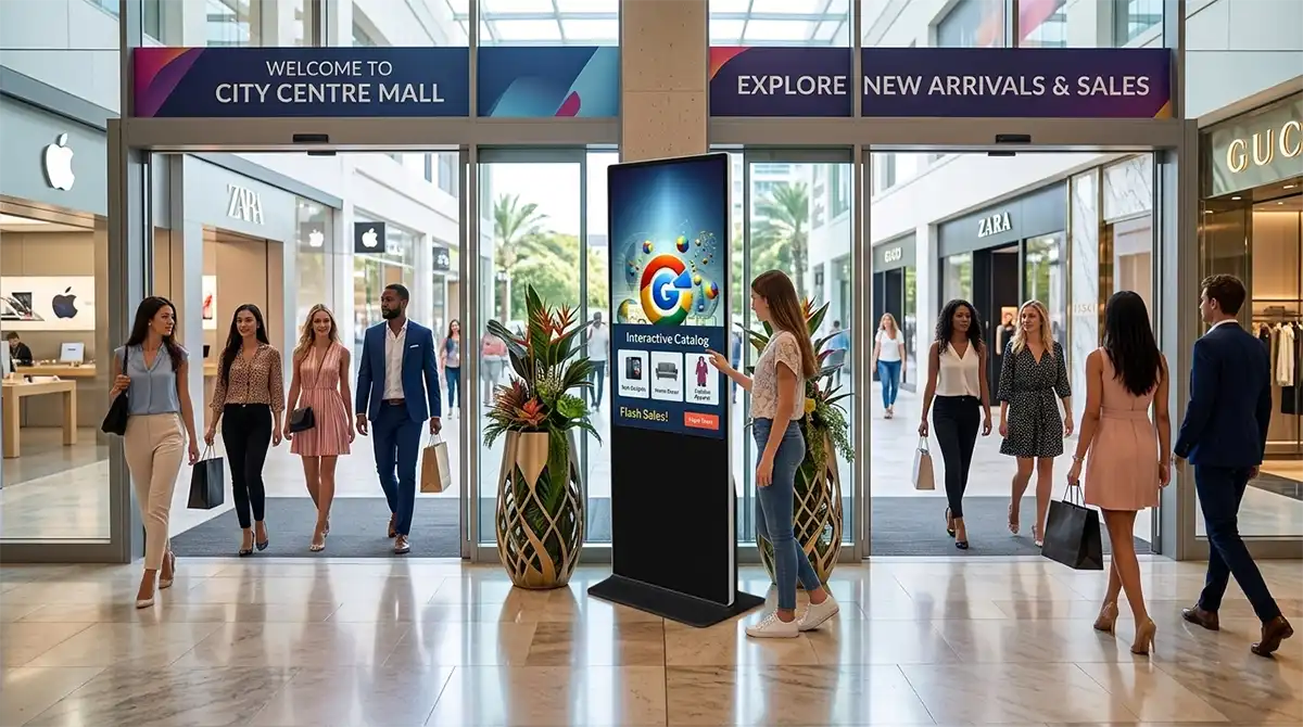 Adhaiwell China manufacturer 43-65 inch floor standing touch screen digital poster kiosk in shopping mall, interactive wayfinding and retail promotion display for exhibition booths and event venues