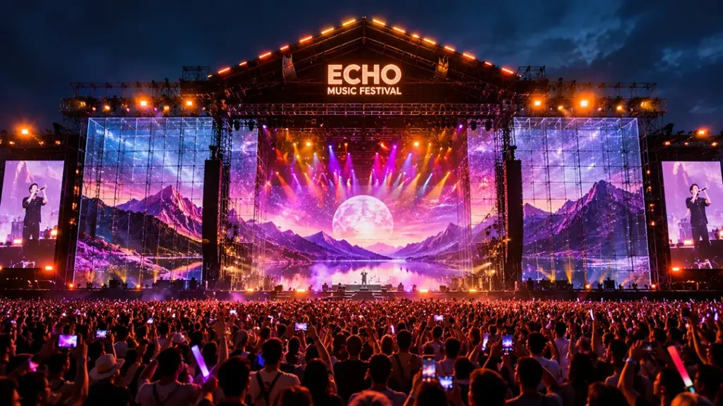 Adhaiwell outdoor transparent LED screen for concerts, festivals and touring stages from experienced China LED display manufacturer.
