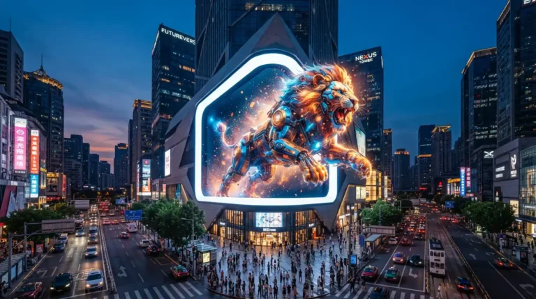 Adhaiwell China factory naked-eye 3D LED display, large outdoor corner building facade DOOH screen for urban landmark advertising, customized anamorphic 3D LED billboard from professional supplier`